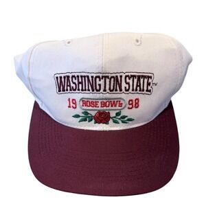 Vintage Washington State WSU 1998 Rose Bowl Snapback Hat White Maroonh NWT